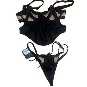GIA ELOISE BUSTIER CORSET SET BLACK SIZE‎ S